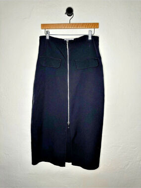 Contempo Black Zip Midi Skirt